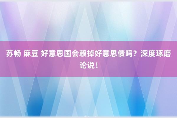 苏畅 麻豆 好意思国会赖掉好意思债吗？深度琢磨论说！