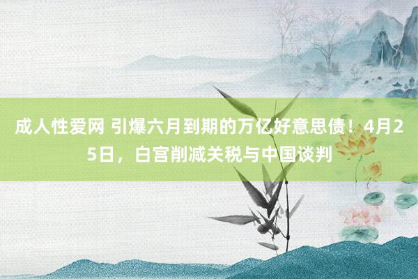 成人性爱网 引爆六月到期的万亿好意思债！4月25日，白宫削减关税与中国谈判